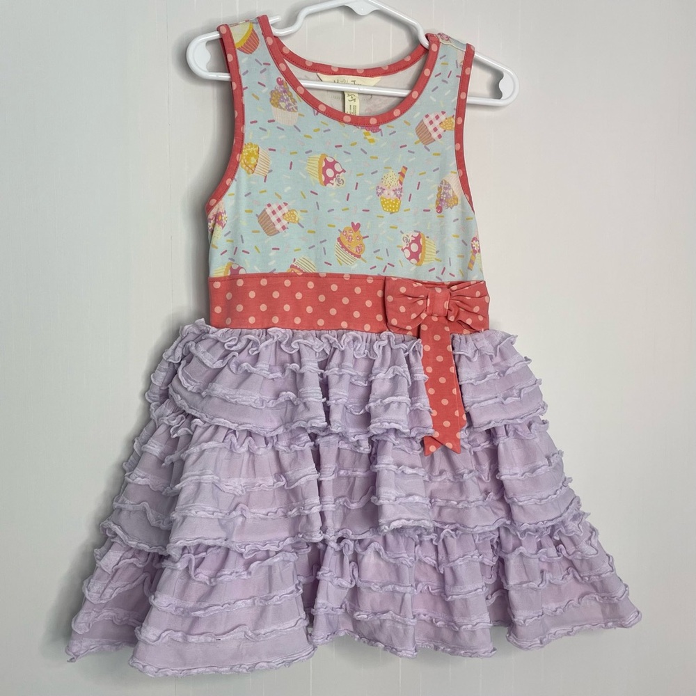 Matilda Jane Girls Brilliant Daydream Lets Eat Cake Cupcake Sundress Size 4 - Picture 1 of 10